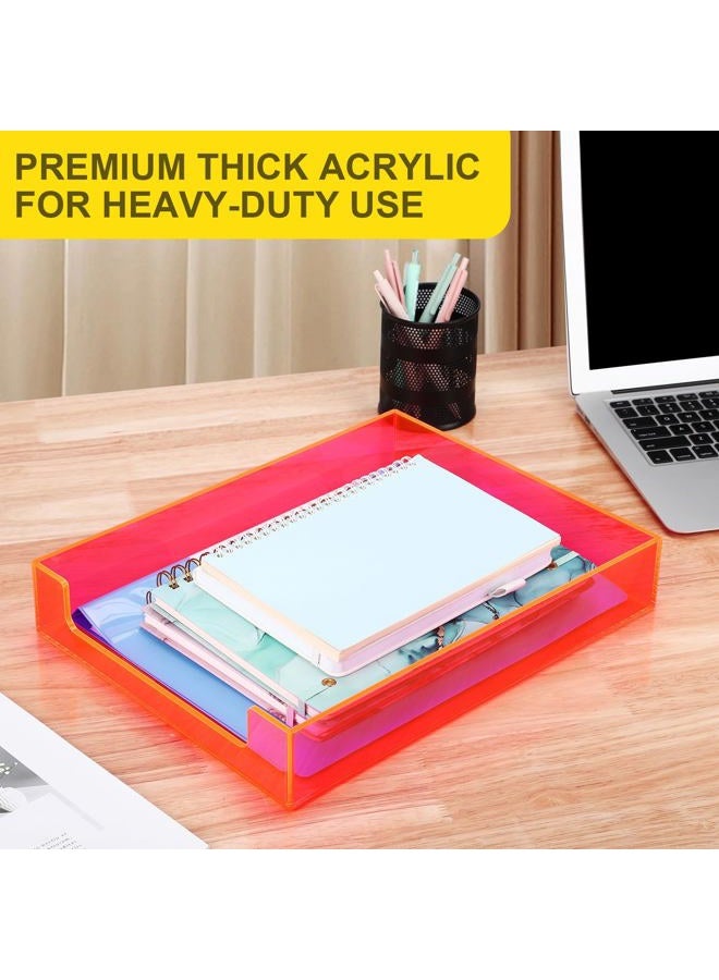 Gelite Paper Tray Acrylic File Organizer for Desk Letter Tray Desk Organizer Document Holder Sorter Storage for A4 Office Supplies Magazines, 13.8x10.6x2.4 Inches, Neon Pink - Image 5