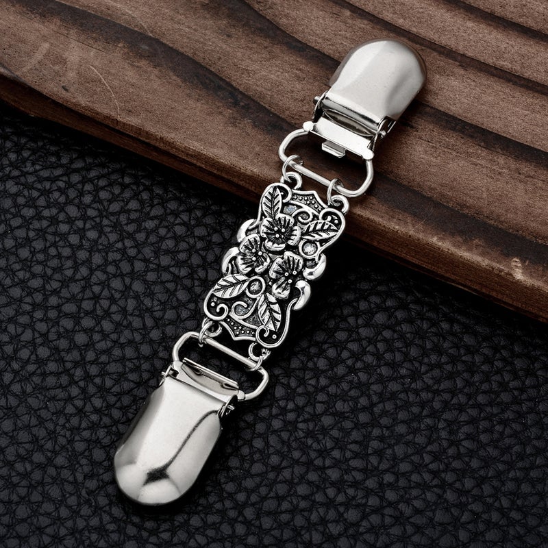 4pcs Sweater Shawl Clips Duckbill Clips Dresses Cardigan Collar Clips Flower Patterns Clip for Women Girls (Each 1pc for Floral Pattern + Silver with Rhinestone + Flower Pattern + without Rhinestone Pattern) - Image 4
