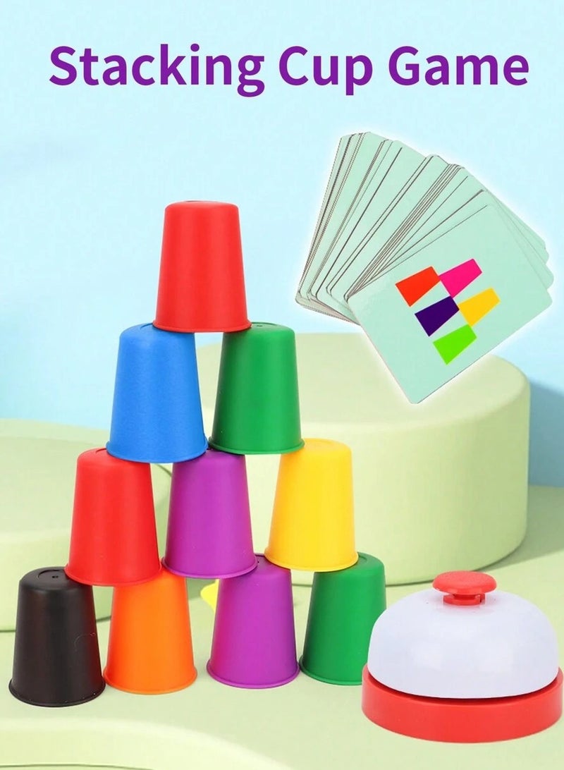 Educational Stacking Cups Set - Focus Training Toys for Kids 3-8, Montessori Learning Game for Parent-Child Interaction & Competitive Play - Image 3