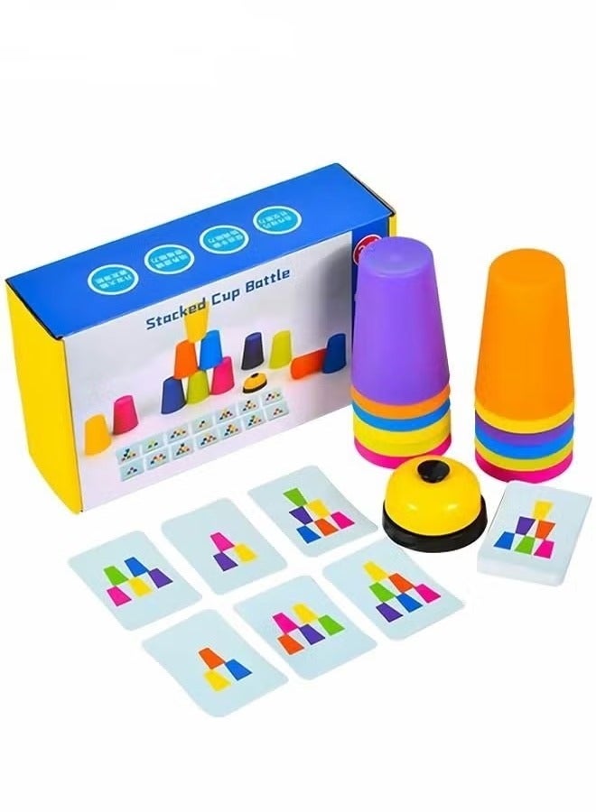 Educational Stacking Cups Set - Focus Training Toys for Kids 3-8, Montessori Learning Game for Parent-Child Interaction & Competitive Play - Image 2
