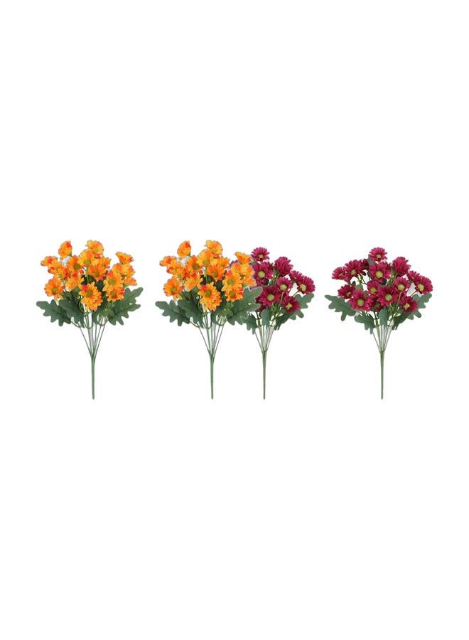 NANAO Faux Orange Chrysanthemums Flower Bouquet,2-Pack Small Size Artificial Plant For Wedding Party Home Coffee House Office Vase Décor,30cm(11.8") & 2 PCS Rose Red Aitificial Chrysanthemums Flower Bouquet 21 Small Buds, Faux Florain Vase Placed in the Desk Dining Table Desk Public Qreas for Decoration,30cm(11.8")Bundle - Image 1