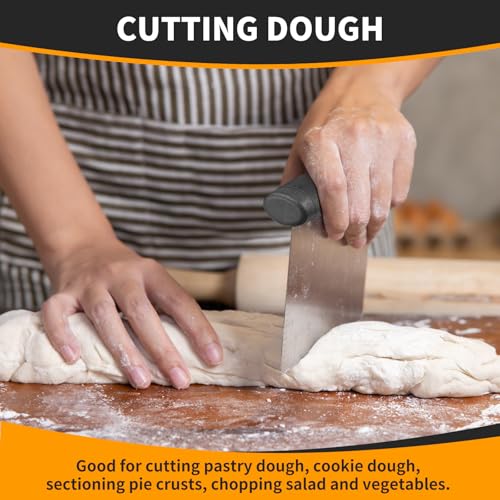 ALL-TOP ALLTOP Bench Scraper & Chopper for Kitchen - Ideal Baking Essential Utensil,Stainless Steel Pastry/Dough/Food Cutter Tool for Cake Pizza Bread,Cooking - 1 Pack,Black - Image 3