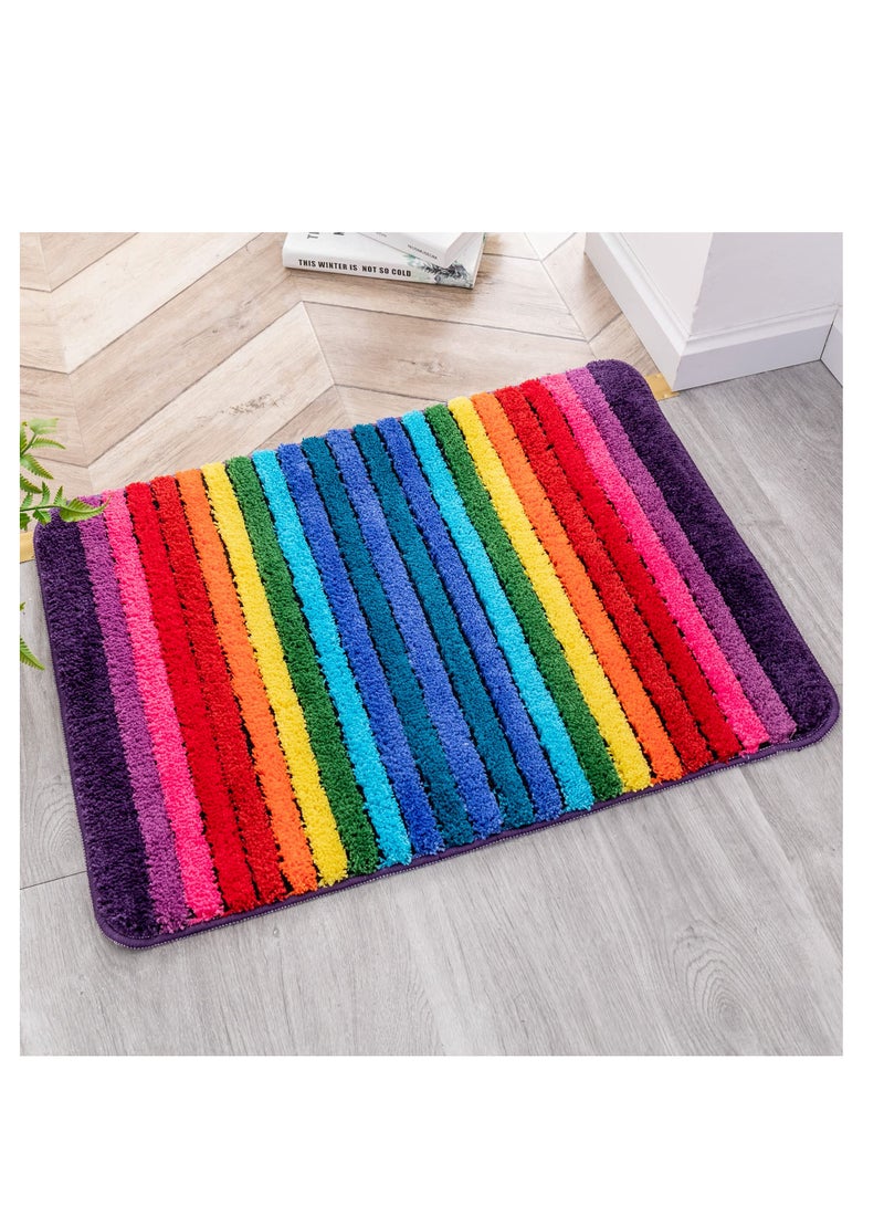 إكسفور Bathroom Rug Mat, Rainbow Extra Soft and Absorbent Microfiber Non-slip Plush Machine Washable Bath Rugs 20 X 27 Inches - Image 1