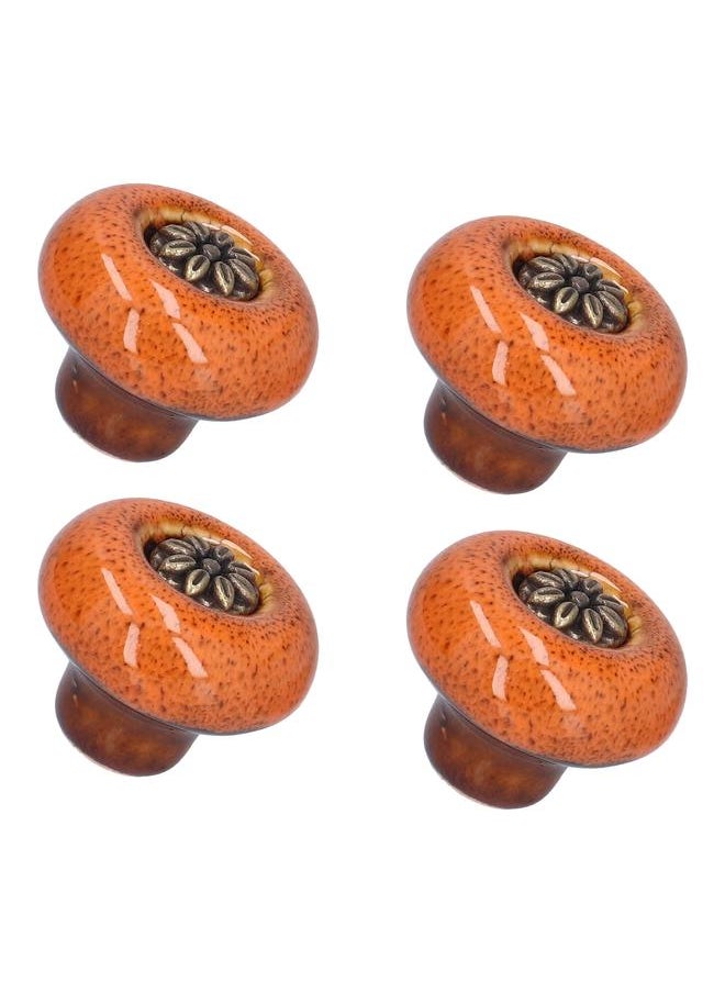 Thoraya 4 Set Cabinet Handle Retro Round Shaped Single Hole Door Knob for Home Bedroom Living RoomGreen Ancient Leopard Print Orange  - Image 3