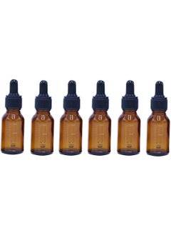 SYBL 6Pcs Amber Glass Graduated Dropper Bottle Empty Essential Oil Perfume Cosmetic Fluid Containers Jar With Glass Eye Dropper size 15ml/0.5oz 
