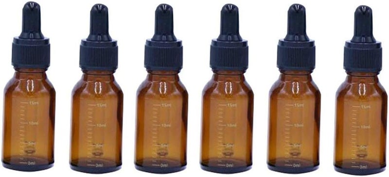 6 قطع زجاجة قطارة كهرمانية فارغة بحجم 15 مل/0.5 أونصة