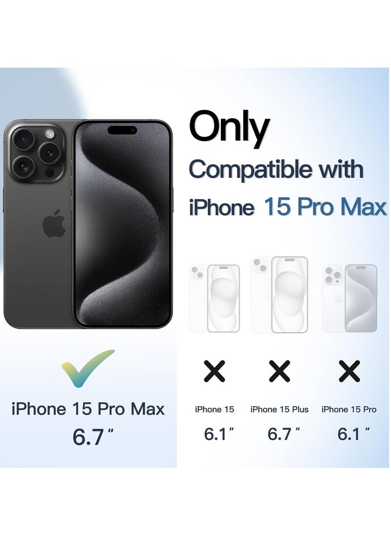 Magnetic Case for iPhone 15 Pro Max 6.7-Inch Compatible with MagSafe, Shockproof Phone Bumper Cover, Solid Color Matte TPU Frame, Anti-Scratch Clear Back (Black Titanium)