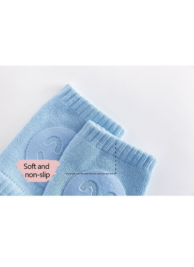 Ant - 2 Pairs Baby Crawling Anti-Slip Knee Pads, Soft Comfortable Knee And Elbow Protective Pads, Protect Infants & Toddlers Knees(khaki &Blue) - Image 1