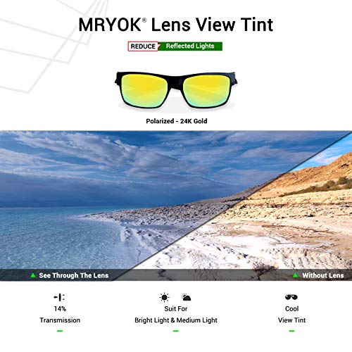 Mryok Polarized Replacement Lenses for Oakley Flak Jacket - 24K Gold - Image 5