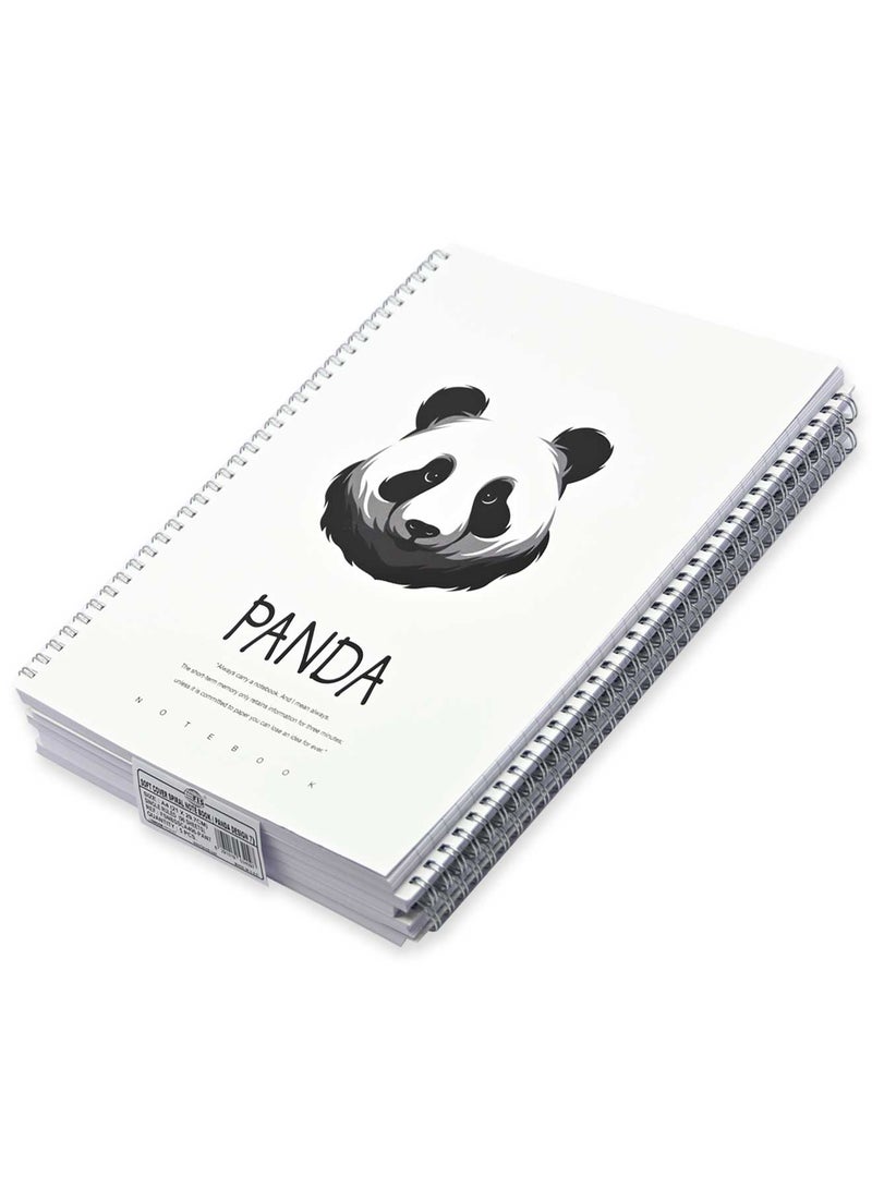 FIS Pack Of 5 Spiral Soft Cover Notebook, 96 Sheets A4 Panda Design 7 -FSNBSSCA496-PAN7 - Image 3