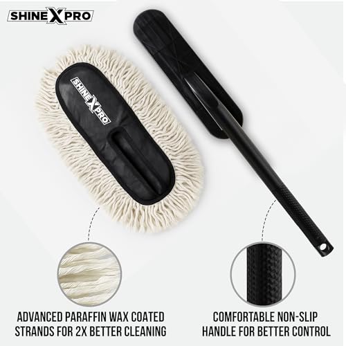 ShineXPro Car Duster - Lint-Free & Scratch-Free Car Cleaner Brush with Long Handle - Car Dust Cleaner features Paraffin Wax Coating for 2x better Cleaning Performance - Car Cleaning Brush for Exterior - Image 5