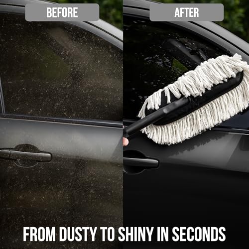 ShineXPro Car Duster - Lint-Free & Scratch-Free Car Cleaner Brush with Long Handle - Car Dust Cleaner features Paraffin Wax Coating for 2x better Cleaning Performance - Car Cleaning Brush for Exterior - Image 3