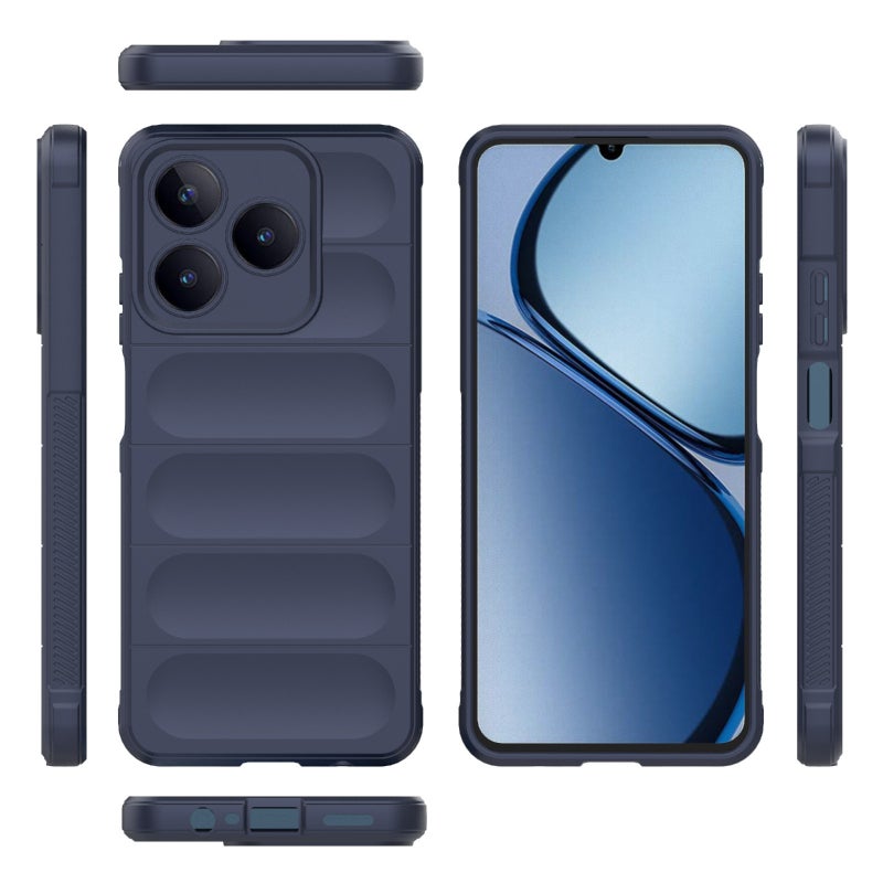 HuHa Case Cover For Realme C61 4G Global Magic Shield TPU + Flannel Phone Case(Dark Blue) - Image 3