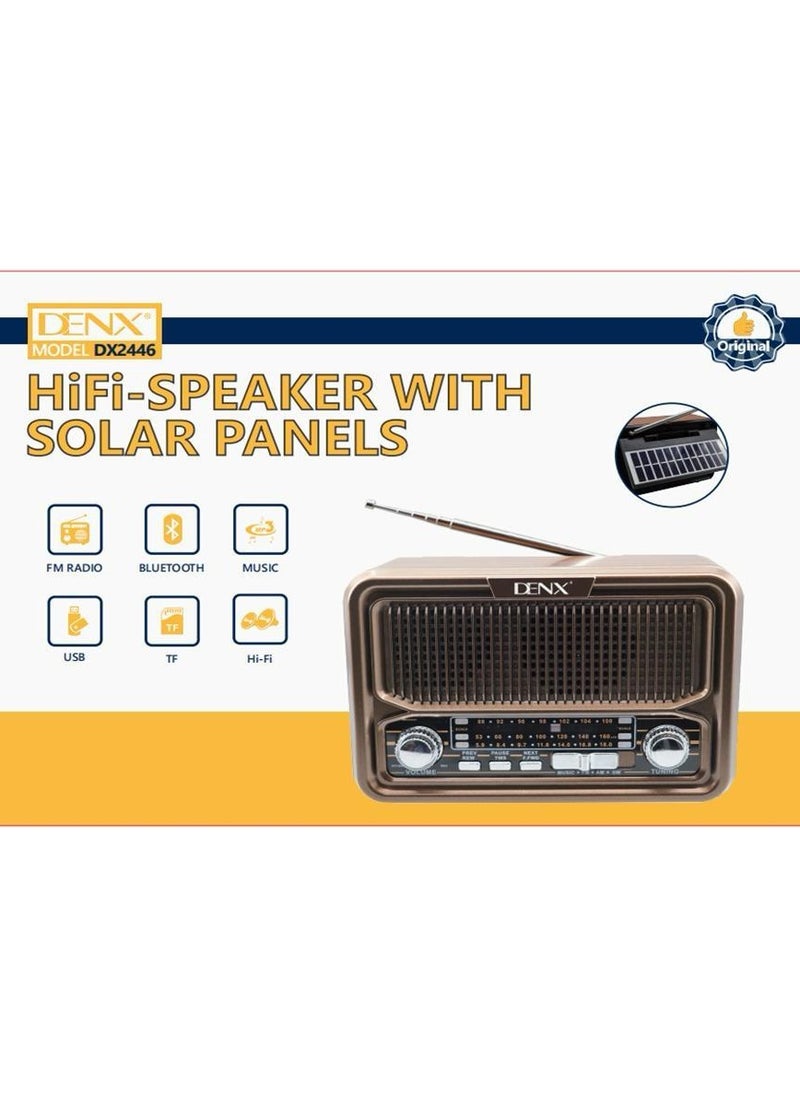 Denx Rechargeable Radio, Portable Radio AM FM Transistor with Best Sound, Solar/Battery Operated Radio, Support TF Card/USB Playing  - Image 4