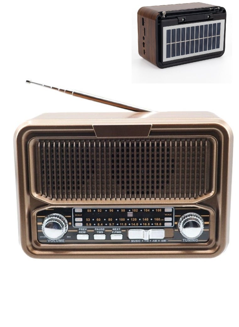 Denx Rechargeable Radio, Portable Radio AM FM Transistor with Best Sound, Solar/Battery Operated Radio, Support TF Card/USB Playing  - Image 1