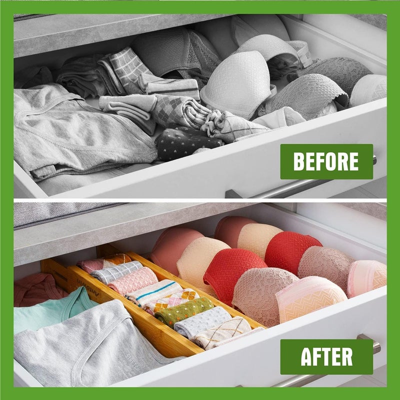 ANTOWIN Bamboo Drawer Dividers Organizers, Drawer Separators Splitter, Adjustable Spring-loaded Organizer for Large Utensil, Clothes, Tools Drawers, (13-17 inches Long) - Image 5