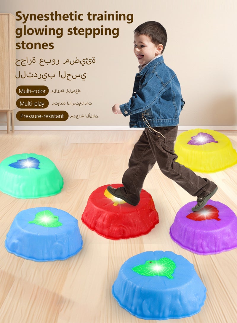 Sunnaltree Stepping Stones for Kids, 8PCS Light Up Non-Slip Balance Jumping Stone, Preschool Obstacle Course With LED Light, Stackable Sensory Toys, Balance & Gross Motor Skills,Indoor & Outdoor Obstacle Course Game Toys for Toddler Kids Children - Image 2