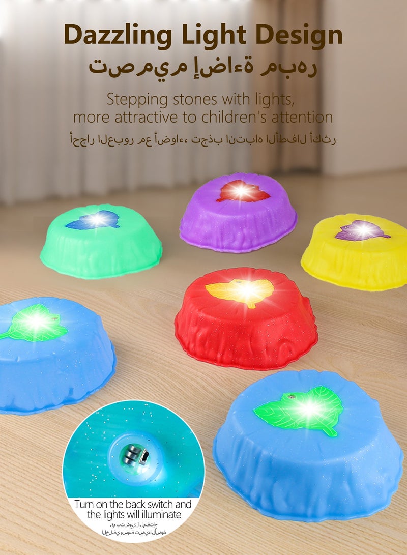 Sunnaltree Stepping Stones for Kids, 8PCS Light Up Non-Slip Balance Jumping Stone, Preschool Obstacle Course With LED Light, Stackable Sensory Toys, Balance & Gross Motor Skills,Indoor & Outdoor Obstacle Course Game Toys for Toddler Kids Children - Image 3