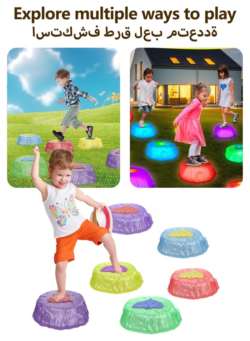 Sunnaltree Stepping Stones for Kids, 8PCS Light Up Non-Slip Balance Jumping Stone, Preschool Obstacle Course With LED Light, Stackable Sensory Toys, Balance & Gross Motor Skills,Indoor & Outdoor Obstacle Course Game Toys for Toddler Kids Children - Image 5