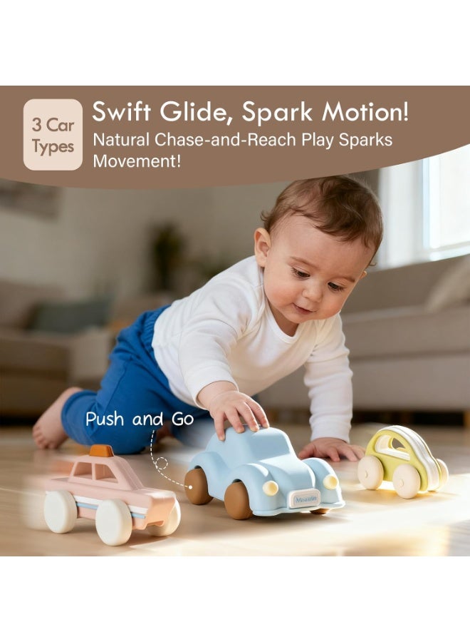 Moonkie Silicone Toy Cars for Toddlers 1-3 | Soft Push & Go Baby Cars for Infants 6-12 Months+ | Safe One-Piece Design | Easy to Clean | 3-Pack Gift Set - Image 2