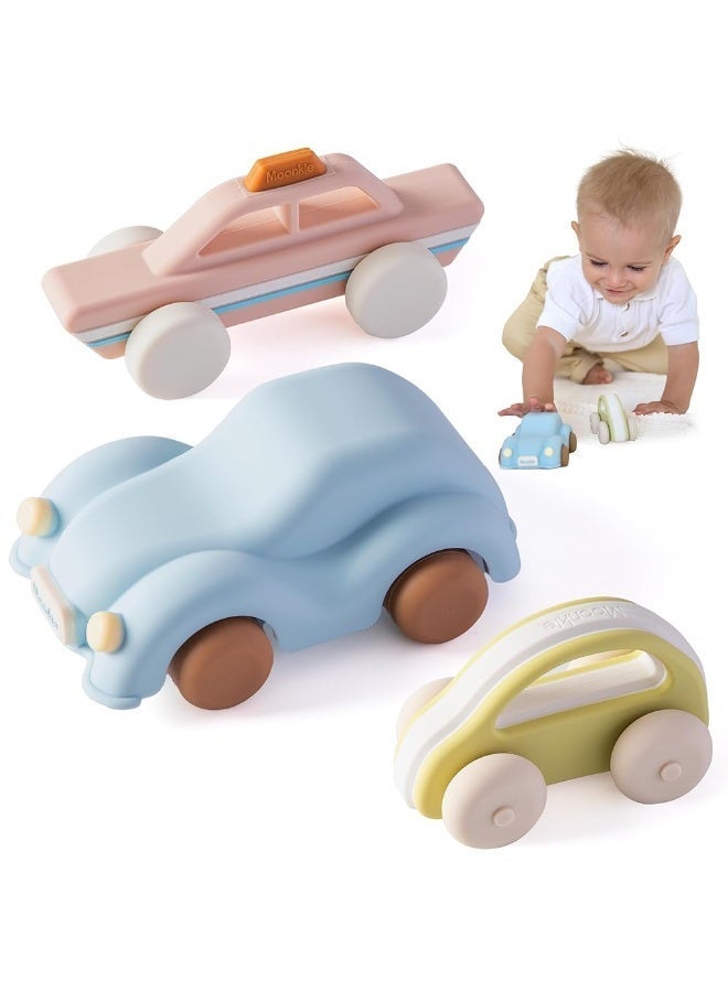 Moonkie Silicone Toy Cars for Toddlers 1-3 | Soft Push & Go Baby Cars for Infants 6-12 Months+ | Safe One-Piece Design | Easy to Clean | 3-Pack Gift Set - Image 1