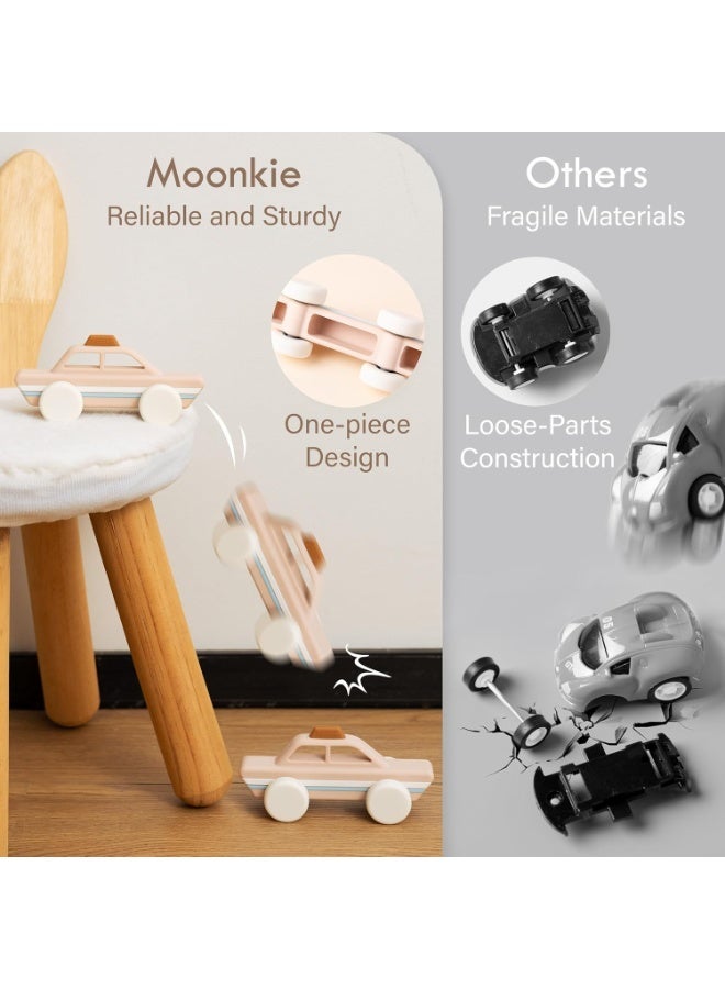 Moonkie Silicone Toy Cars for Toddlers 1-3 | Soft Push & Go Baby Cars for Infants 6-12 Months+ | Safe One-Piece Design | Easy to Clean | 3-Pack Gift Set - Image 5
