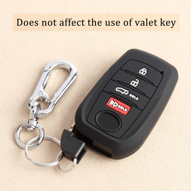 TANDRIVE Key Fob Cover for Toyota 2026 RAV4 2025 2026 Grand Highlander Corolla Cross 4Runner Land Cruiser Highlander Crown Signia Sequoia Venza 2021-2026, 4-Button, Silicone, 2-Pack, Black - Image 3