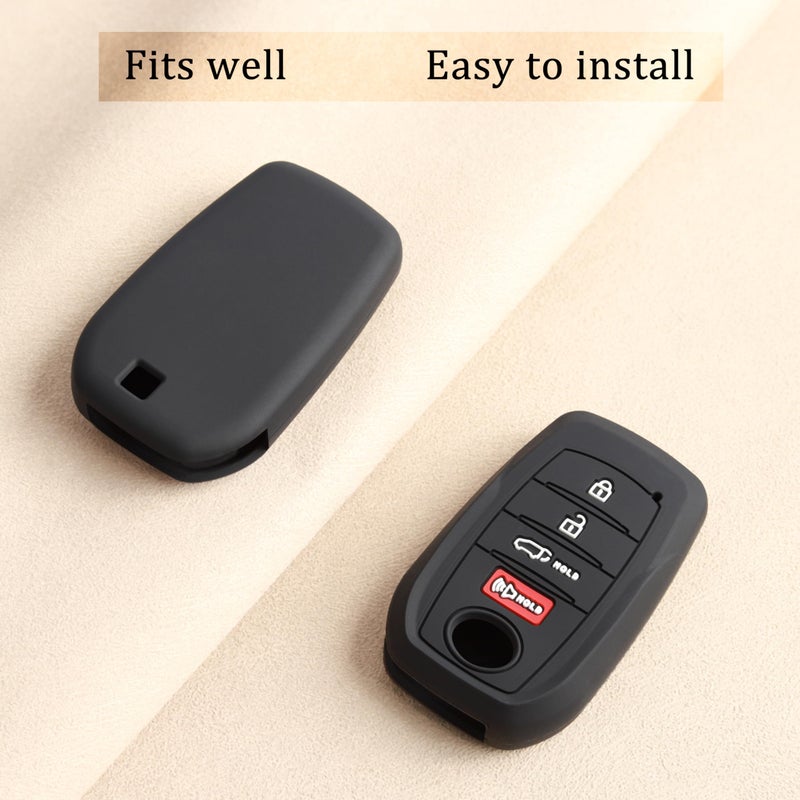 TANDRIVE Key Fob Cover for Toyota 2026 RAV4 2025 2026 Grand Highlander Corolla Cross 4Runner Land Cruiser Highlander Crown Signia Sequoia Venza 2021-2026, 4-Button, Silicone, 2-Pack, Black - Image 4