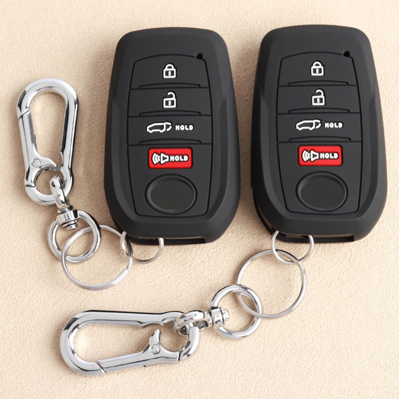 TANDRIVE Key Fob Cover for Toyota 2026 RAV4 2025 2026 Grand Highlander Corolla Cross 4Runner Land Cruiser Highlander Crown Signia Sequoia Venza 2021-2026, 4-Button, Silicone, 2-Pack, Black - Image 1