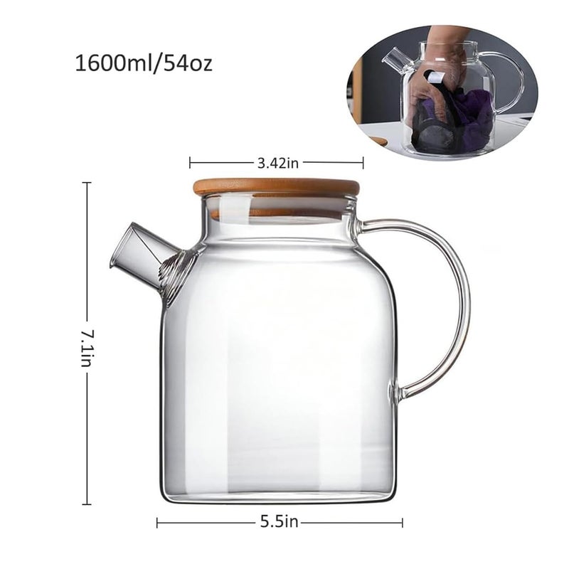 Hwagui Glass Teapot with Infuser for Loose Tea and Blooming Tea Heat Resistant Glass Teapot and Kettle for Stovetop Perfect Tea Maker 1600ml54oz - Image 5