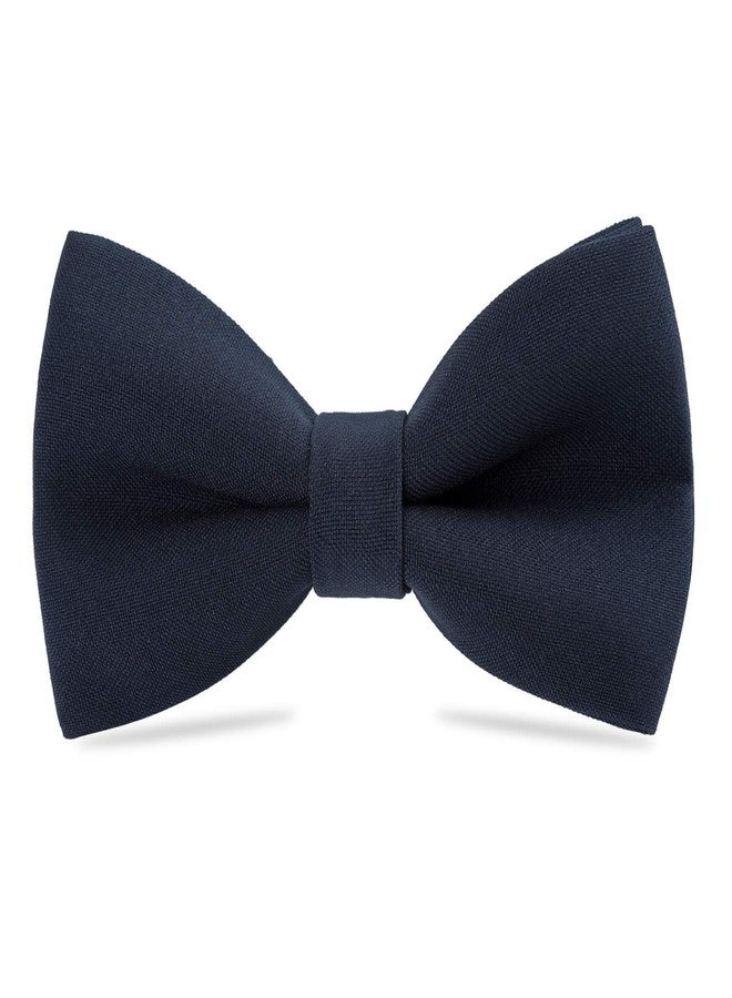 WELROG Classic Pre-Tied Bow Tie for Children & Adults Solid Color Adjustable Bowtie Gabardine Material (Dark Navy blue, M (6-18 Years)) - Image 1