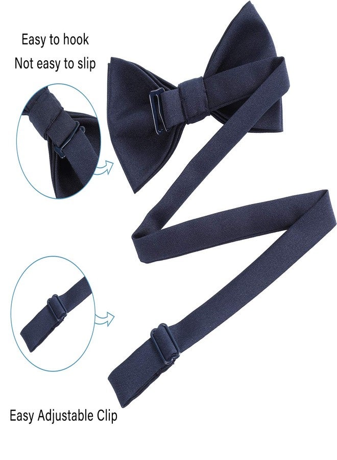 WELROG Classic Pre-Tied Bow Tie for Children & Adults Solid Color Adjustable Bowtie Gabardine Material (Dark Navy blue, M (6-18 Years)) - Image 3