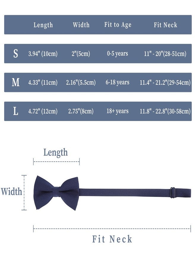 WELROG Classic Pre-Tied Bow Tie for Children & Adults Solid Color Adjustable Bowtie Gabardine Material (Dark Navy blue, M (6-18 Years)) - Image 2