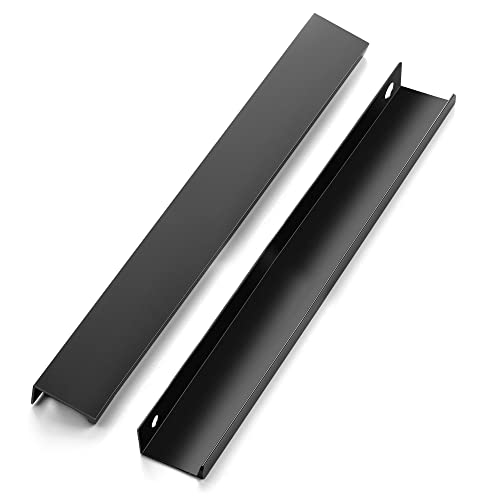 HomeExpert Home Expert 10 Pack Finger Pulls for Cabinets 224mm/8.8in Hole Center Black Cabinet Handles Edge Pulls for Cabinets Finger Cabinet Handles Concealed Tab Pulls for Kitchen Drawer - Image 1