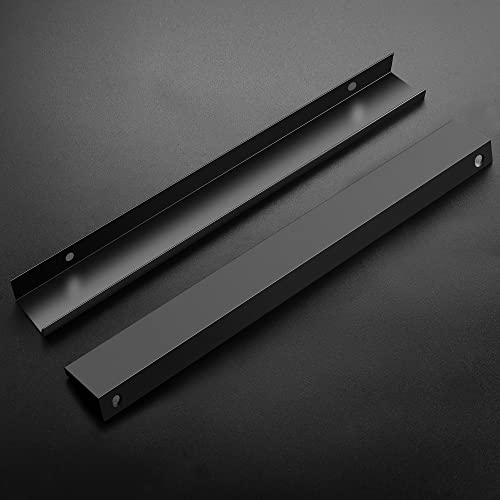 HomeExpert Home Expert 10 Pack Finger Pulls for Cabinets 224mm/8.8in Hole Center Black Cabinet Handles Edge Pulls for Cabinets Finger Cabinet Handles Concealed Tab Pulls for Kitchen Drawer - Image 2