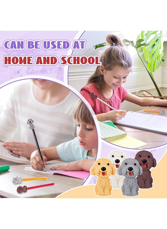 erorex 24Pcs 3D Dog Pencil Top Erasers Animal Pencil Erasers Funny Dog Pencil Eraser Toppers Pet Puppy Eraser Caps Dog Themed Pencil Erasers For Kids Birthday Gifts School Stationery Supplies - Image 3