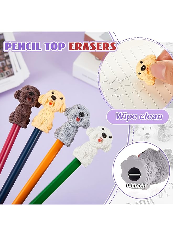 erorex 24Pcs 3D Dog Pencil Top Erasers Animal Pencil Erasers Funny Dog Pencil Eraser Toppers Pet Puppy Eraser Caps Dog Themed Pencil Erasers For Kids Birthday Gifts School Stationery Supplies - Image 2