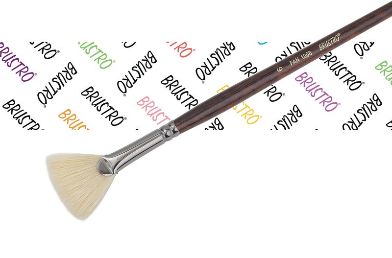 Brustro Artists Bristlewhite Fan Brush Series 1008 - Brush No. 6, Chungking Hog Bristle | Ideal for Oil, Acrylic Painting on Paper, Canvas, Fine Art Students and Professionals - Image 5