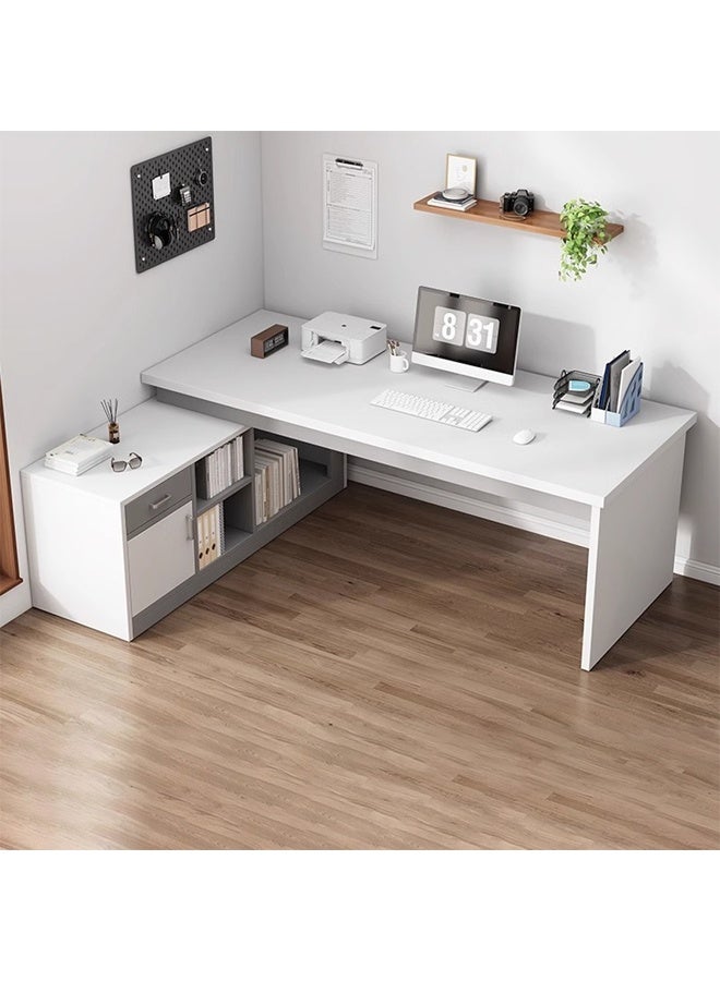 NKX L Shaped Computer Desk with Integrated Bookshelf Study Table for Home Office and Student Bedroom Corner 140 cm - Image 1