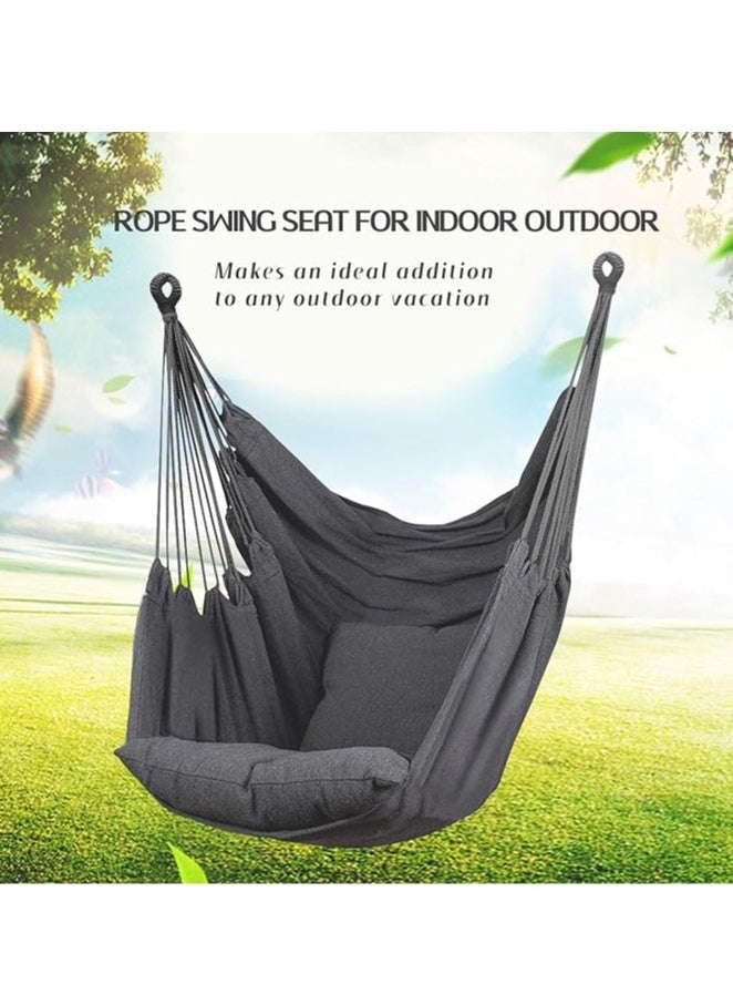 Arabest Hammock Chair Hanging Rope Swing, Max 300 Lbs Hanging Chair with Pocket & Durability Perfect for Outdoor, Home, Bedroom, Patio, Yard (Black)  - Image 3