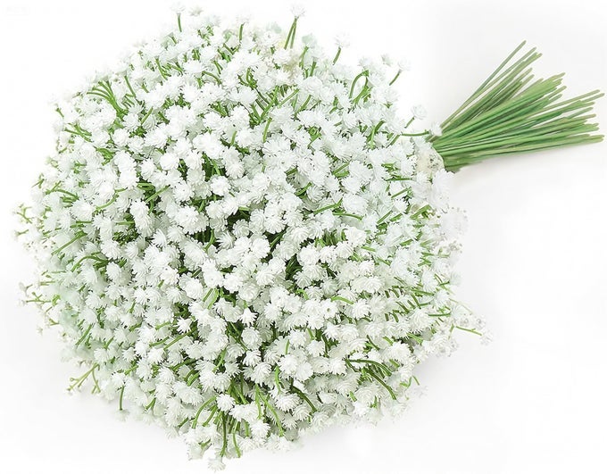 6 PCS Babys Breath Artificial Flowers Fake Babys Breath Flowers Artificial Bulk White Gypsophila Bouquets Real Touch Faux Flowers for Wedding Floral Arrangement Party Home Decoration