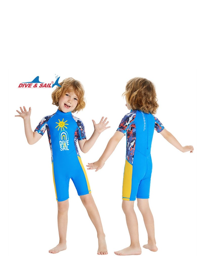 DIVE & SAIL - Keep Warm Children Diving Suit Three-layer High Elastic Wetsuit For Boys Blue - Image 1