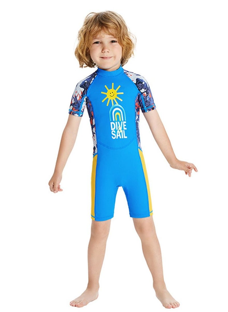 DIVE & SAIL - Keep Warm Children Diving Suit Three-layer High Elastic Wetsuit For Boys Blue - Image 1