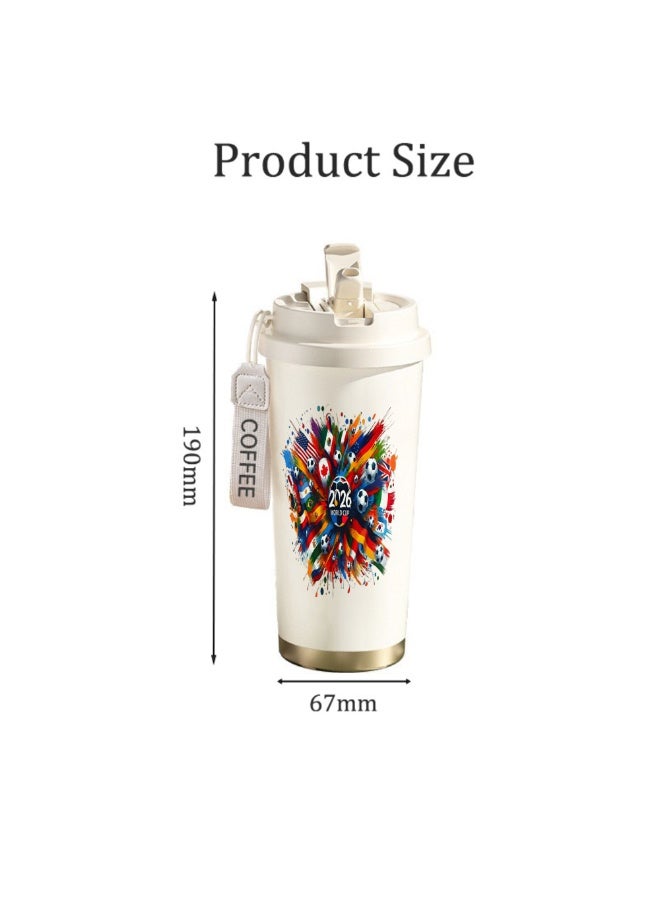 FIFA 520ml World Cup Printed Stainless Steel Insulated Water Bottle Double Wall Vacuum Thermal Flask Leakproof Cup for Hot & Cold Drinks - Image 2