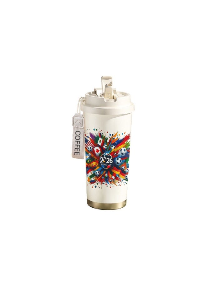 FIFA 520ml World Cup Printed Stainless Steel Insulated Water Bottle Double Wall Vacuum Thermal Flask Leakproof Cup for Hot & Cold Drinks - Image 1