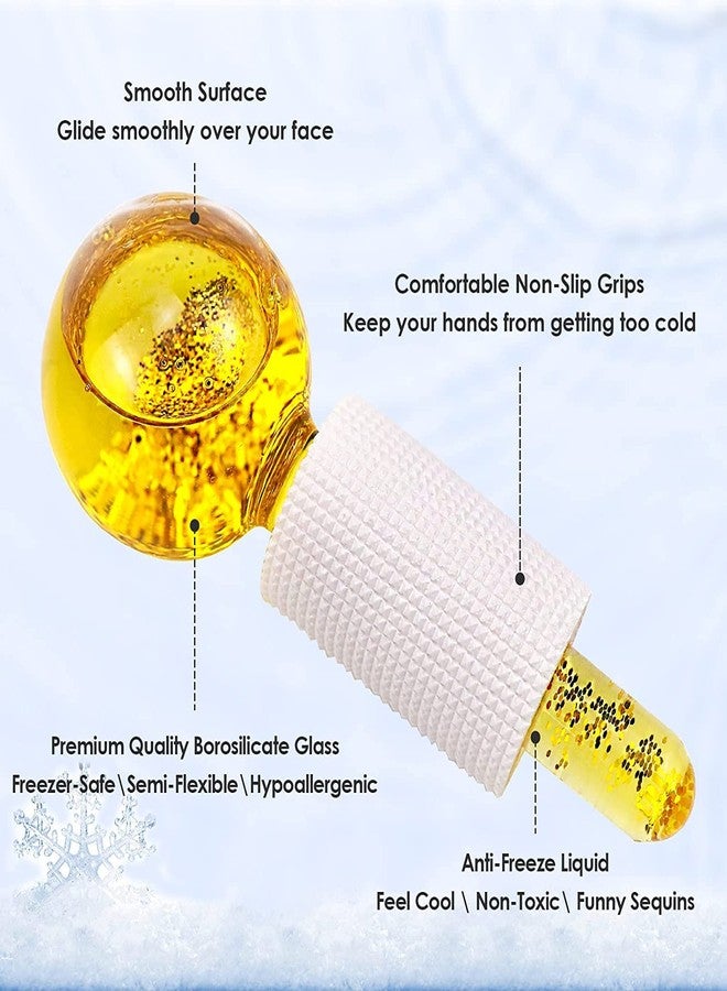 Vinban Ice Globes for Facials, 2PCS GOLD Cooling Globe for Face Neck Eye Circle, Cold Globe Roller for Daily Beauty, Tighten Skin, Anti Ageing, Reduce Puffiness, Wrinkle Smoothing - With GLITTER - Image 5