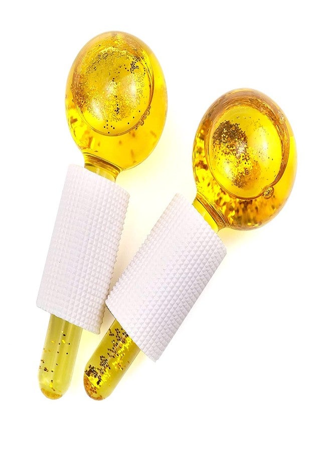 Vinban Ice Globes for Facials, 2PCS GOLD Cooling Globe for Face Neck Eye Circle, Cold Globe Roller for Daily Beauty, Tighten Skin, Anti Ageing, Reduce Puffiness, Wrinkle Smoothing - With GLITTER - Image 2