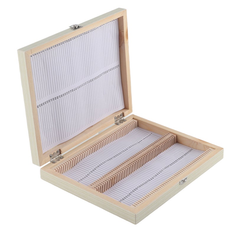 100-Slide Wooden Microscope Slide Storage Box - Natural Breathable Wood Structure - Fine Workmanship for Laboratory Slide Preservation - Image 1