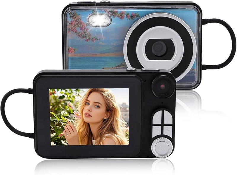 Vbestlife كاميرا رقمية 4K بدقة 48 ميجابكسل مع تركيز تلقائي، كاميرا فلوج بعدستين مزدوجة بتكبير 18X، كاميرا مدمجة للتصوير الفوري للمراهقين والمبتدئين باللون الأسود - Image 2