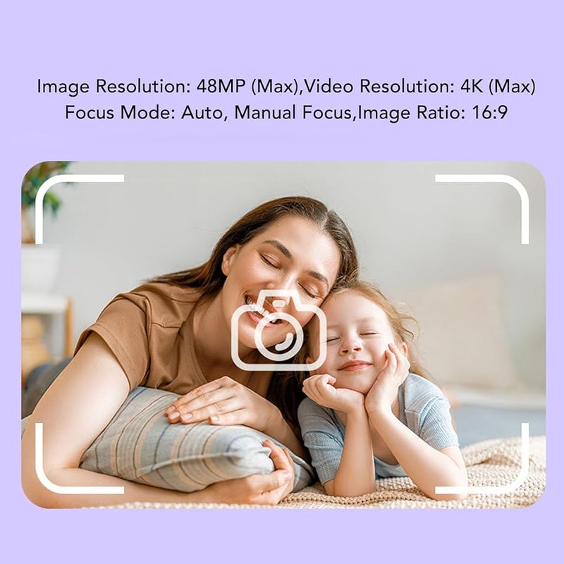 Vbestlife كاميرا رقمية 4K بدقة 48 ميجابكسل مع تركيز تلقائي، كاميرا فلوج بعدستين مزدوجة بتكبير 18X، كاميرا مدمجة للتصوير الفوري للمراهقين والمبتدئين باللون الأسود - Image 3
